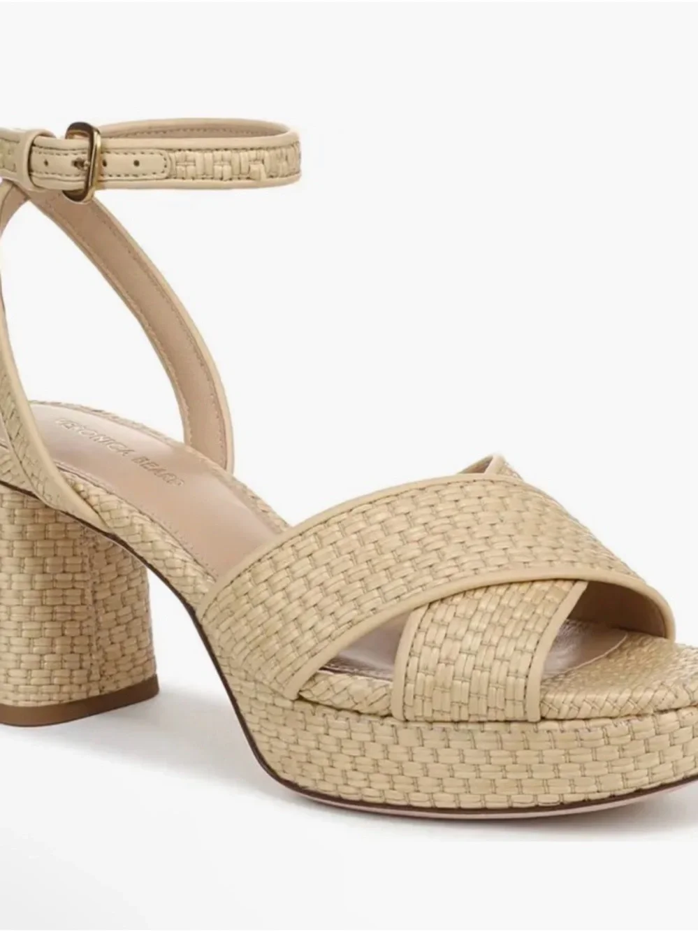 Veronica Beard Danika Raffia Platform Block Heel Sandals Sz 12 summer Resort